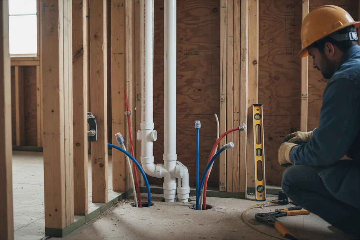Drain and supply rough-in during Leak Detection in Georgetown