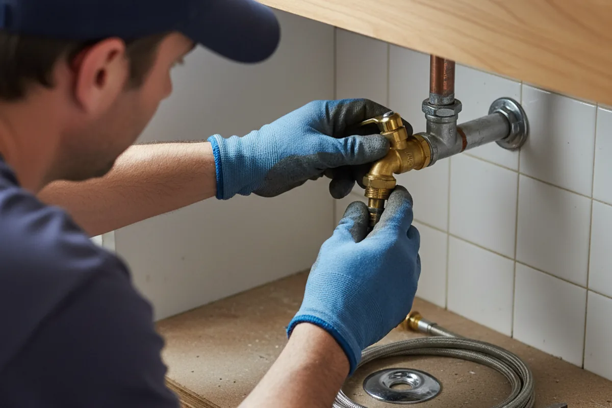 Shutoff valve and fitting work during Burst Pipe Repair in Georgetown